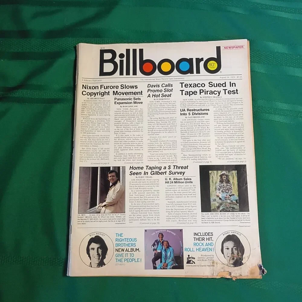 Billboard Magazine 1974 Lot of Five: July 6 & 27, Aug 17 & 24, Sept 21